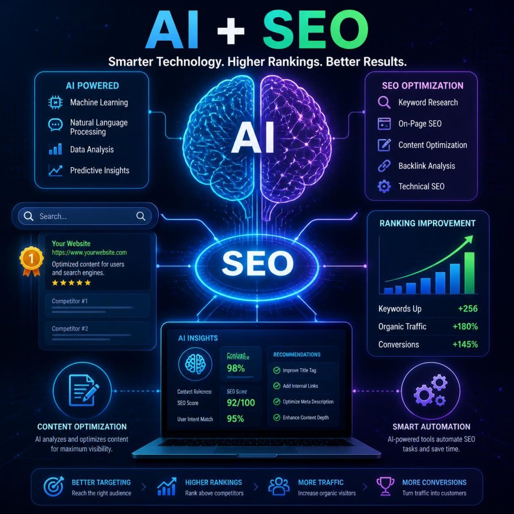 AI for SEO beginner guide showing how artificial intelligence helps improve search engine optimization